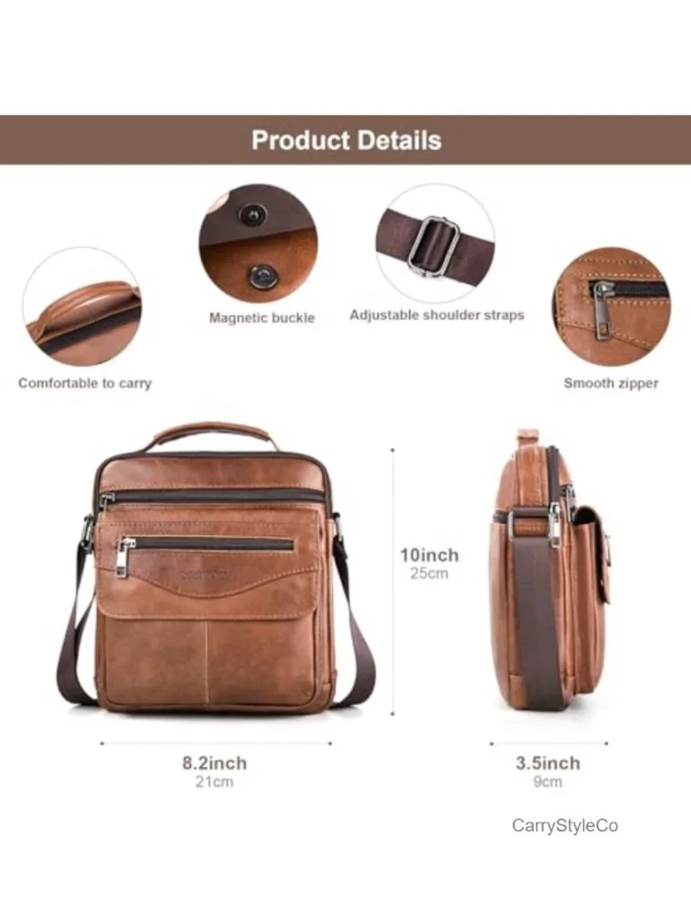 Men's Genuine Cowhide Leather Messenger Bag Crossbody Shoulder Satchel Travel